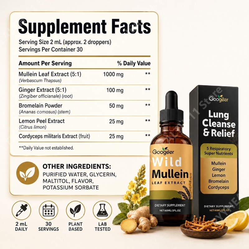 Mullein Liquid Drops Herbal Bl - Herbal Wellness For You review and price